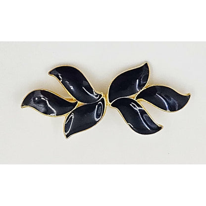 Aksel Holmsen Jewelry Aksel Holmsen Norway Modernist Sterling + Black Enamel Brooch Circa 1950&