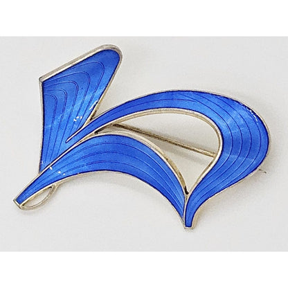 Aksel Holmsen Jewelry Aksel Holmsen Norway Sterling Enamel Modernist Brooch C. 1950&