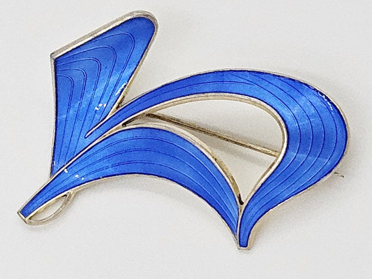 Aksel Holmsen Jewelry Aksel Holmsen Norway Sterling Enamel Modernist Brooch C. 1950's