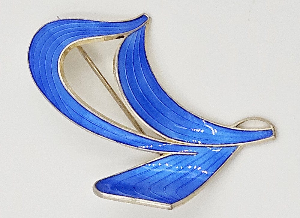 Aksel Holmsen Jewelry Aksel Holmsen Norway Sterling Enamel Modernist Brooch C. 1950's