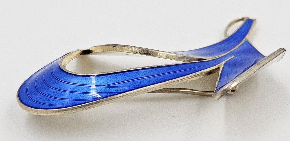 Aksel Holmsen Jewelry Aksel Holmsen Norway Sterling Enamel Modernist Brooch C. 1950's