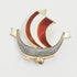 Aksel Holmsen Jewelry Aksel Holmsen Norway Sterling Enamel VIKING Longboat Pin Brooch Circa 1950&