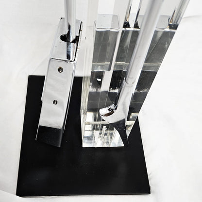 Albrizzi Fireplace Tools MCM Albrizzi Italy Lucite Chrome Fireplace Tools