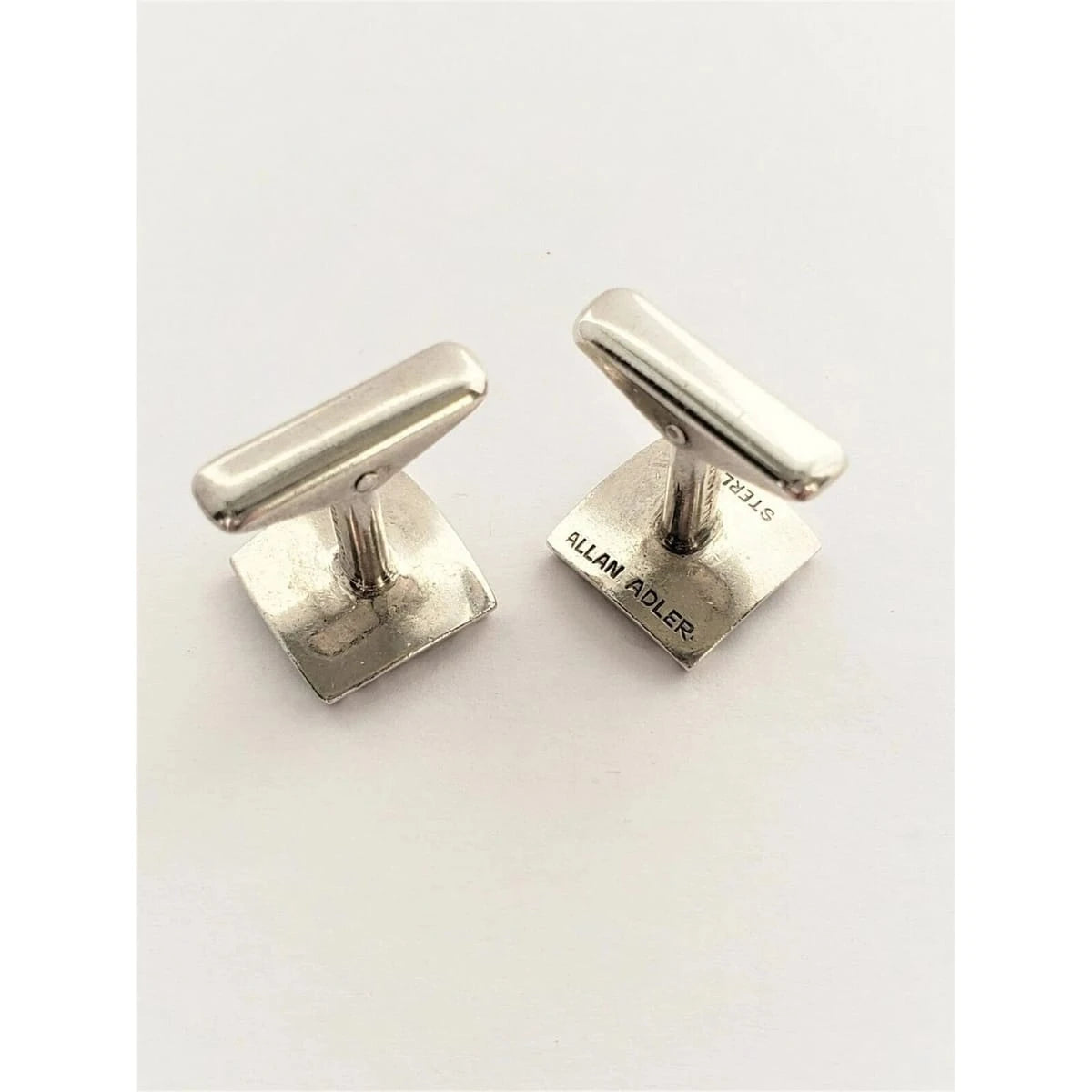 Allan Adler Jewelry Designer Allan Adler Sterling Silver Modernist Cross Hatch Cufflinks Circa 1950&