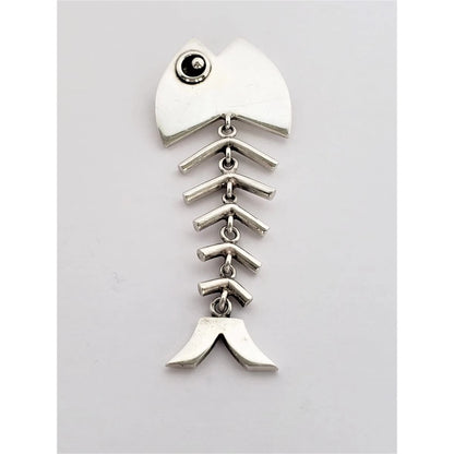 Allan Adler Jewelry RARE Allan Adler Sterling Modernist Fish Bones Articulating Brooch Circa 1950&