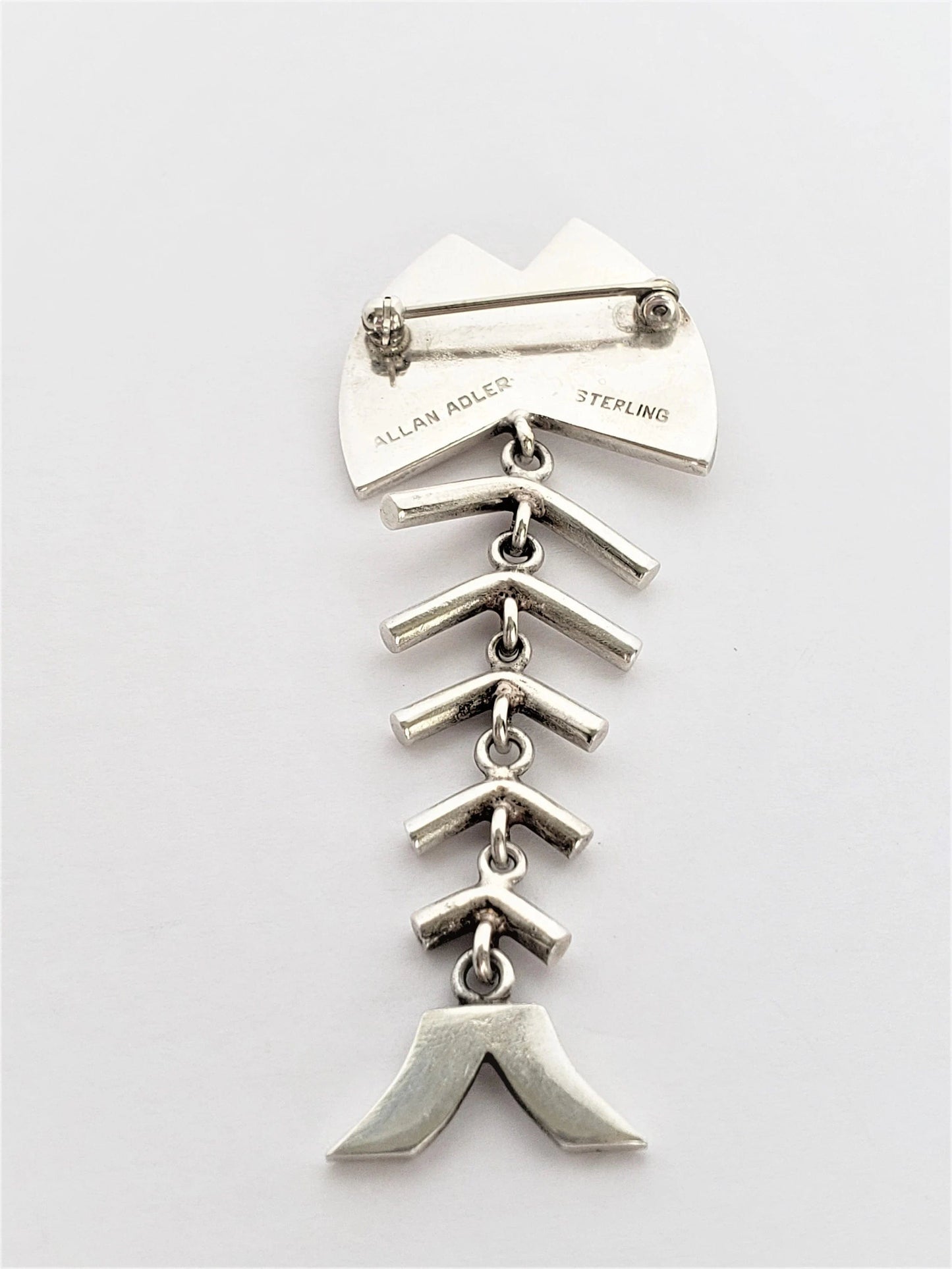 Allan Adler Jewelry RARE Allan Adler Sterling Modernist Fish Bones Articulating Brooch Circa 1950's