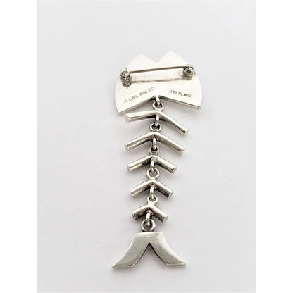 Allan Adler Jewelry RARE Allan Adler Sterling Modernist Fish Bones Articulating Brooch Circa 1950&