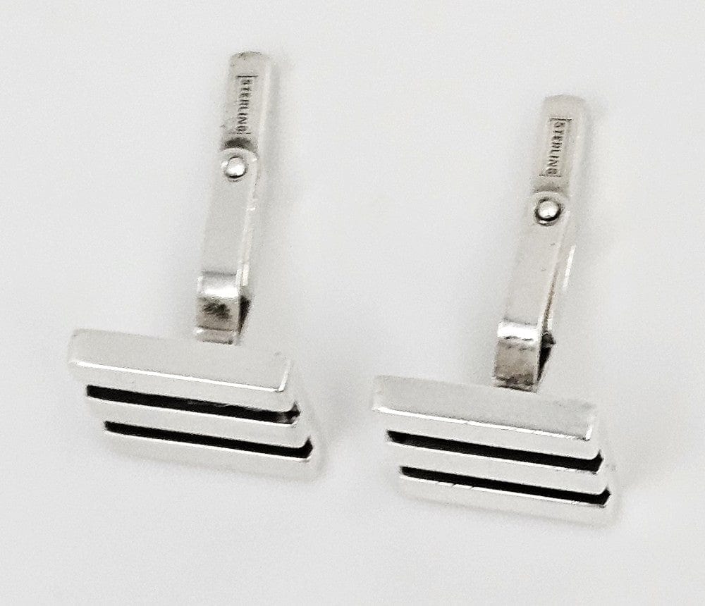 Allan Adler Jewelry Rare Iconic Designer Allan Adler Sterling Silver Modernist Cufflinks C. 1960's