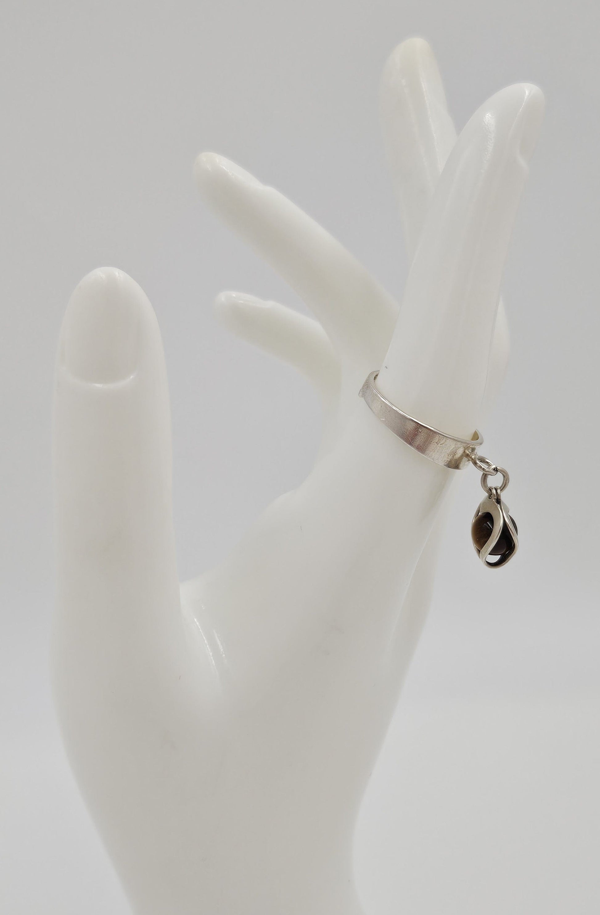 Alton Sweden Jewelry RARE Alton Sweden Sterling & Agate Modernist Heart Dangle Ring 1949