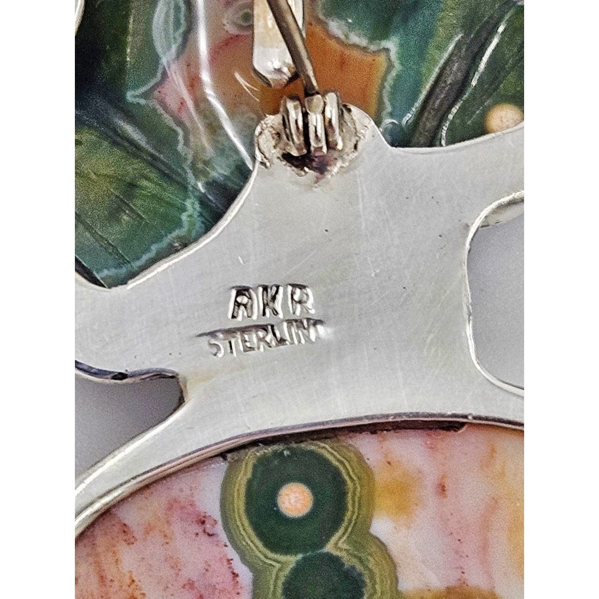 Amy Kahn Russell Jewelry Amy Kahn Russell Sterling Carved Pink Green Agate Citrine Frog Brooch Pendant