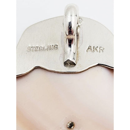 Amy Kahn Russell Jewelry Amy Kahn Russell Sterling Pink Shell Mother of Pearl Flower Brooch Pendant