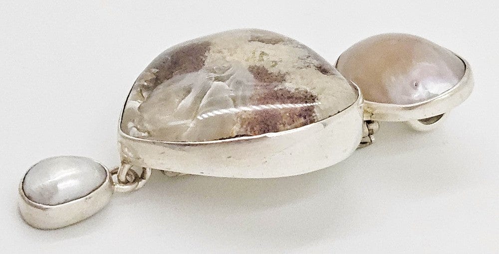 Amy Kahn Russell Jewelry Gorgeous Amy Kahn Russell Sterling Silver Lucite MOP Brooch Pendant