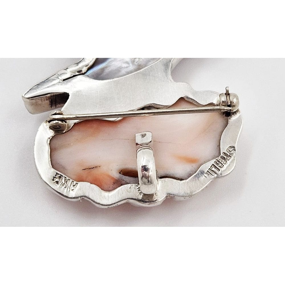 Amy Kahn Russell Jewelry Superb Amy Kahn Russell Sterling Carved Quartz MOP Flower Brooch Pendant