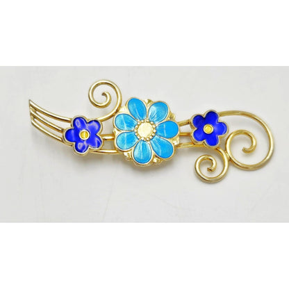 Andresen &amp; Scheinpflug Jewelry Rare Andresen Scheinpflug Norway Sterling Enamel Multi Flower Brooch C 1930s