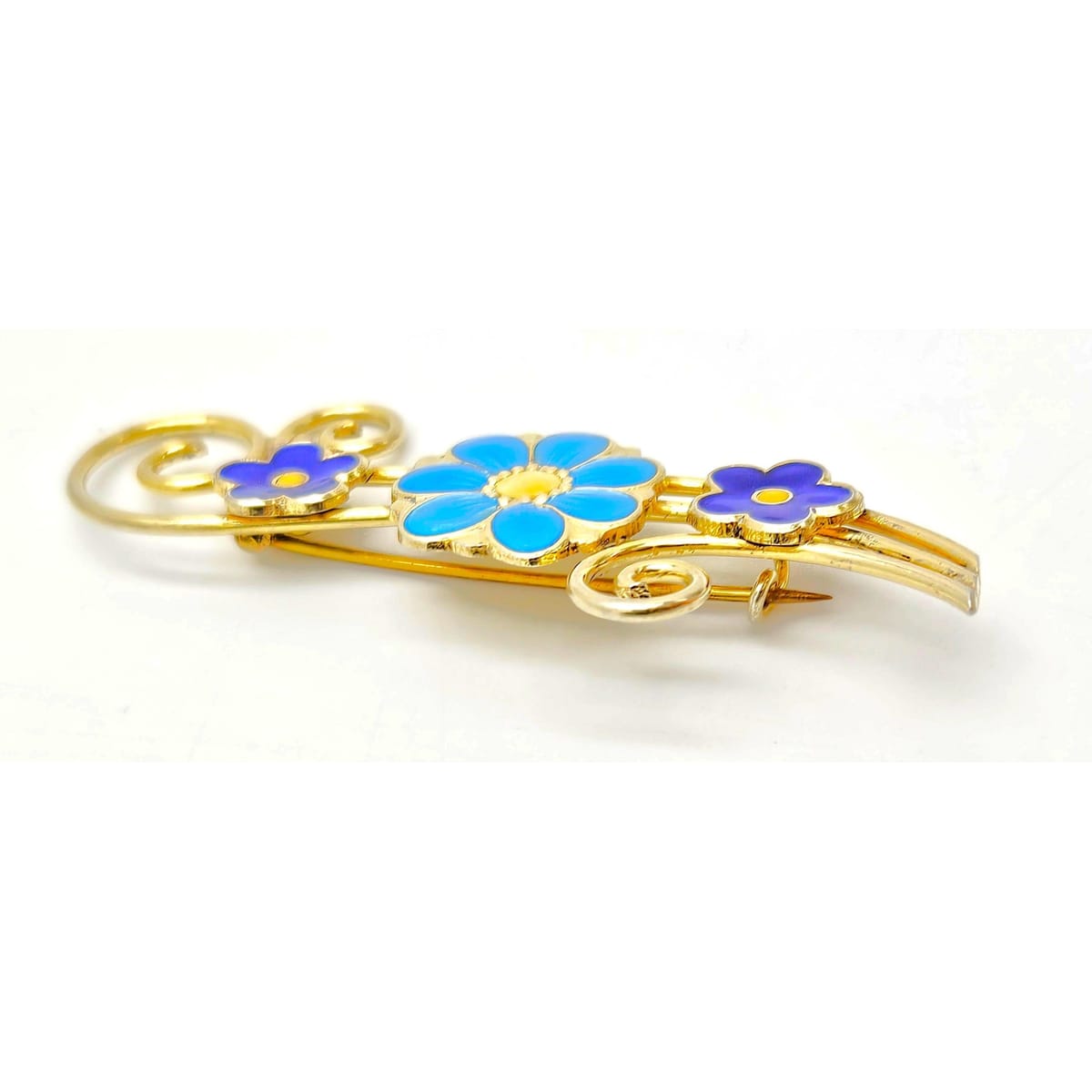 Andresen &amp; Scheinpflug Jewelry Rare Andresen Scheinpflug Norway Sterling Enamel Multi Flower Brooch C 1930s