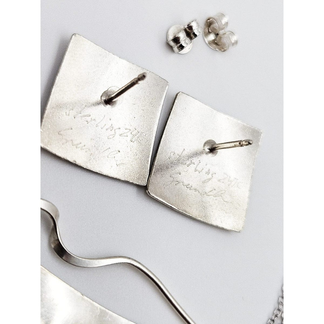 Ann Grundler Jewelry Rare Ann Grundler Sterling 24k Gold Abstract Modernist Necklace Earrings Set
