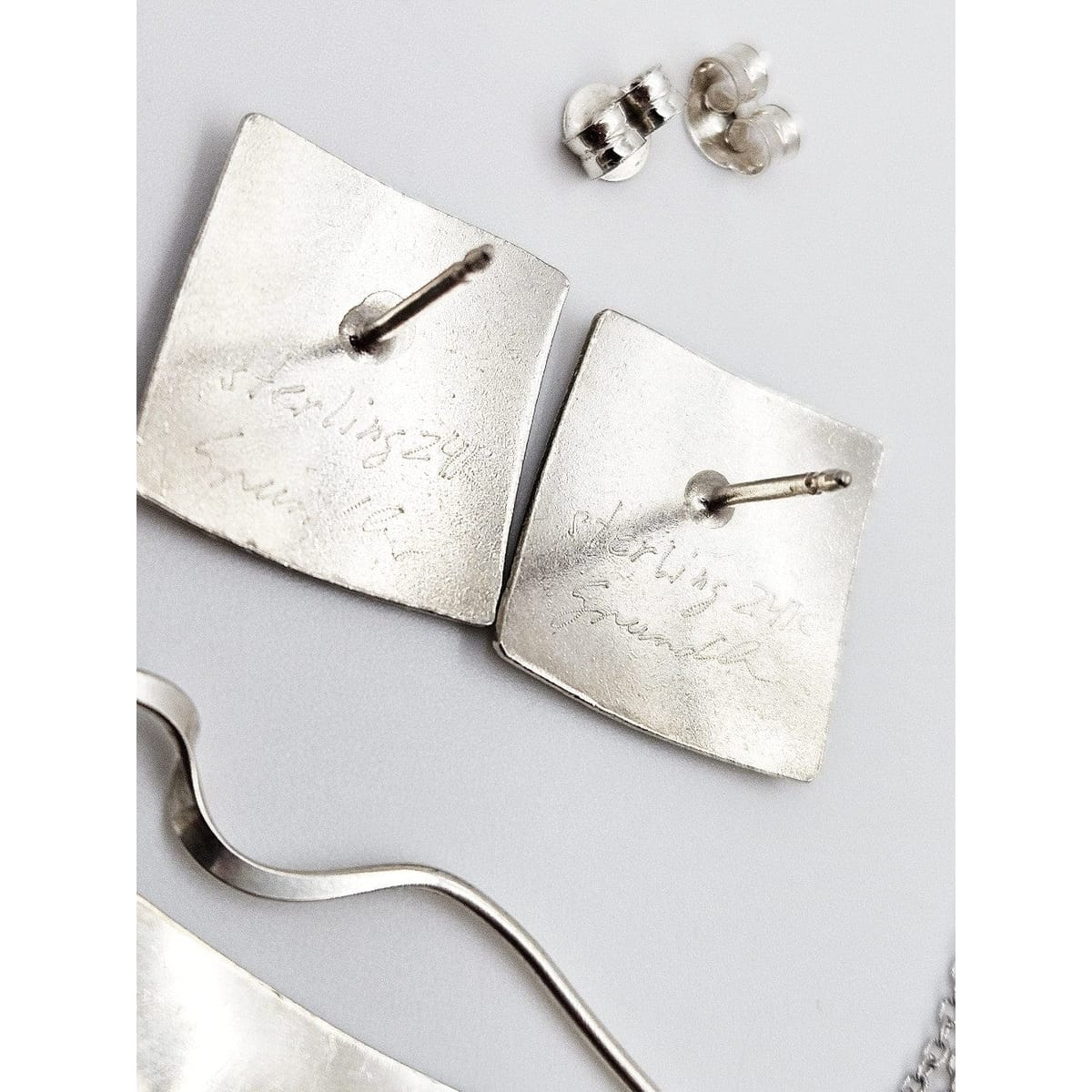 Ann Grundler Jewelry Rare Ann Grundler Sterling 24k Gold Abstract Modernist Necklace Earrings Set