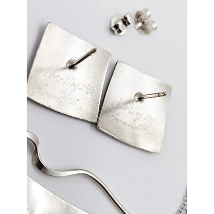 Ann Grundler Jewelry Rare Ann Grundler Sterling 24k Gold Abstract Modernist Necklace Earrings Set