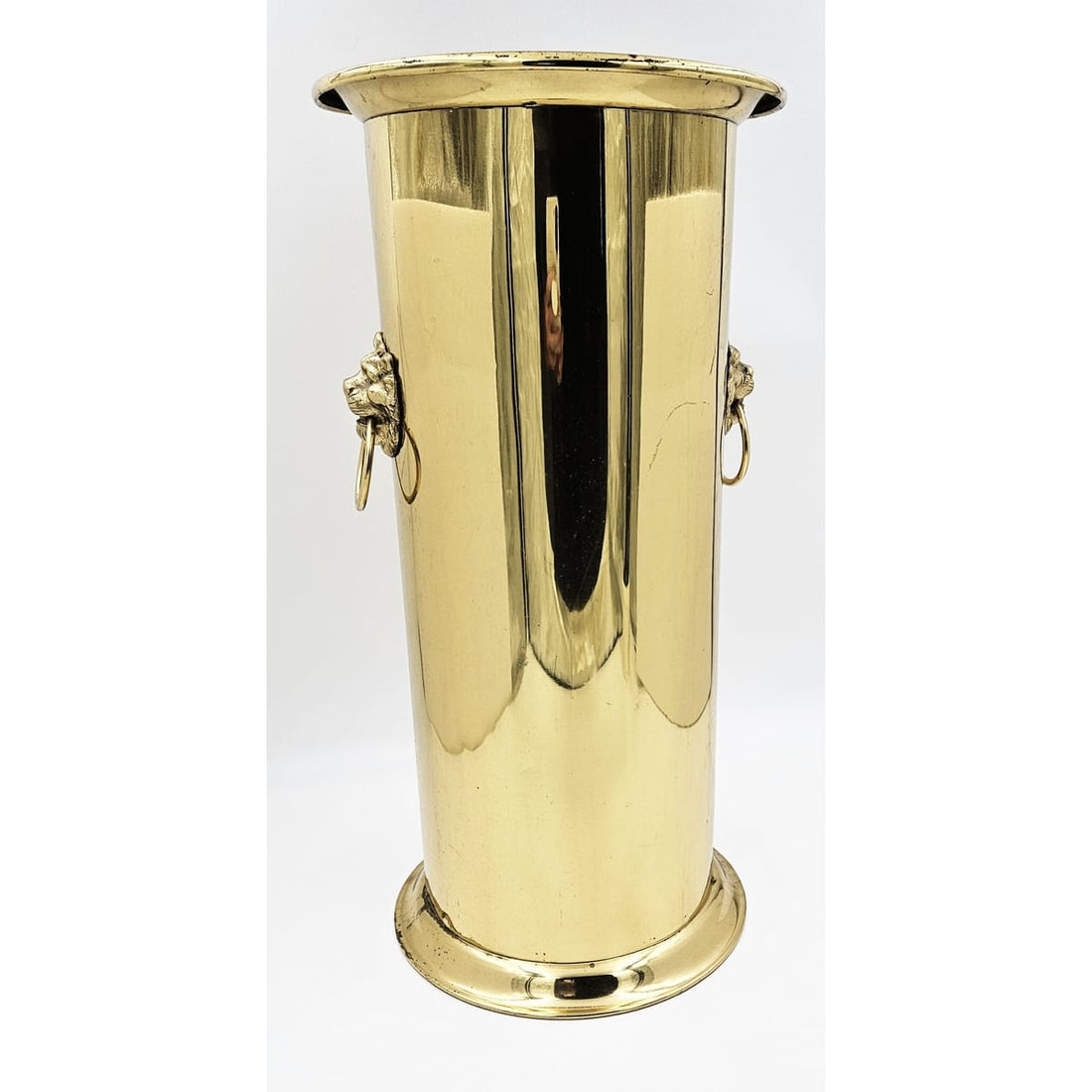 Antique Brass Umbrella Stand Home Decor Vintage Brass Lion Head Handles Tall Umbrella Stand or Planter Pot