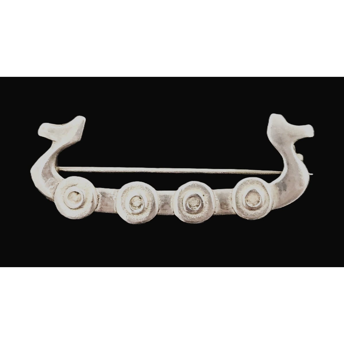 Antique Scandinavian Silver Viking Brooch Jewelry Antique Sterling Silver Scandinavian Viking Long Boat w/ Shields Brooch Pin