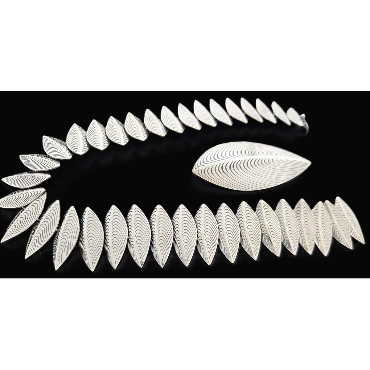 Anton Michelsen Jewelry Rare Eigil Jensen for Anton Michelsen Denmark Sterling Necklace Brooch Set 1950s