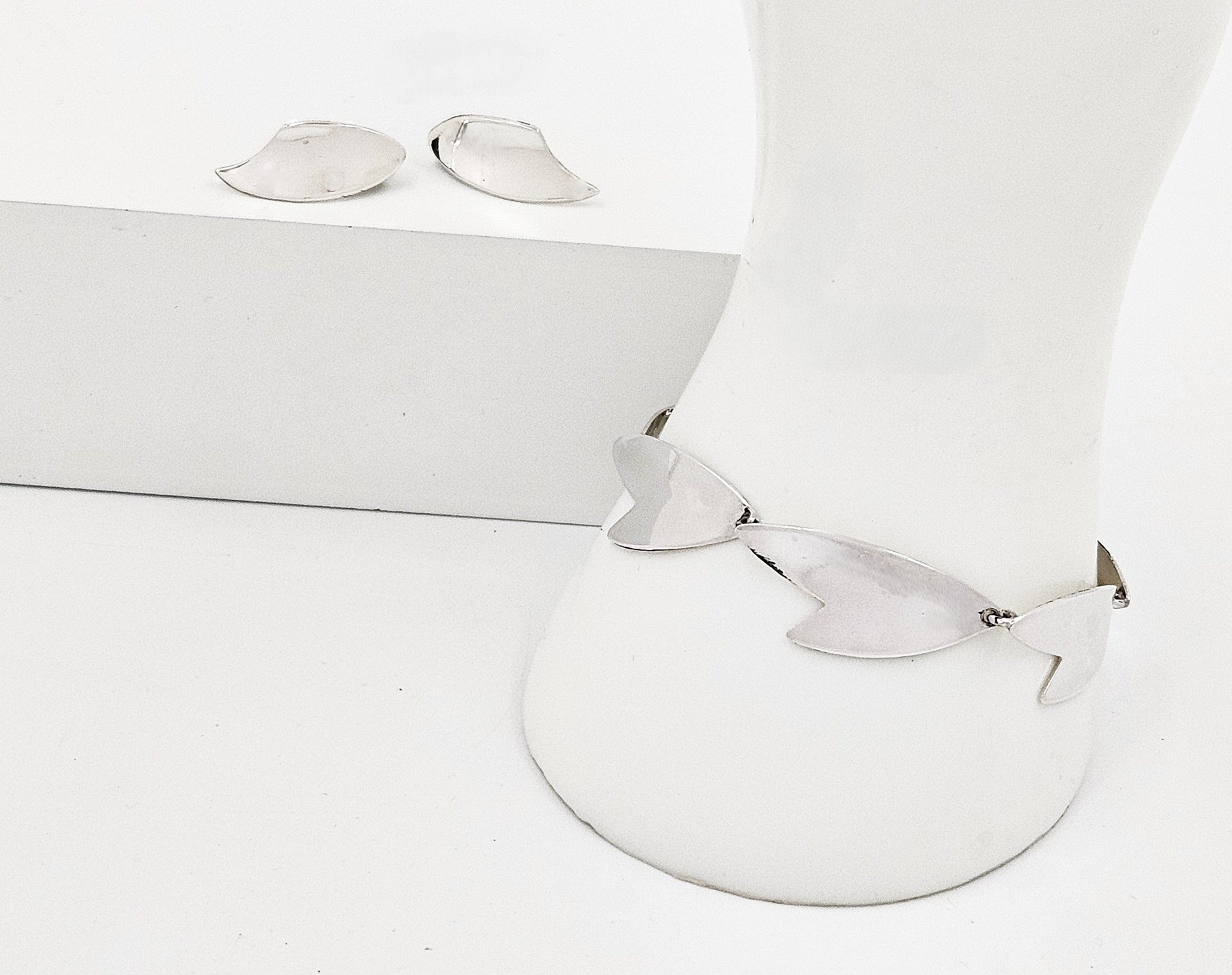 Arne Johansen Jewelry Arne Johansen + Brdr. Bj Denmark Modernist Sterling Bracelet Earrings Set 1960s