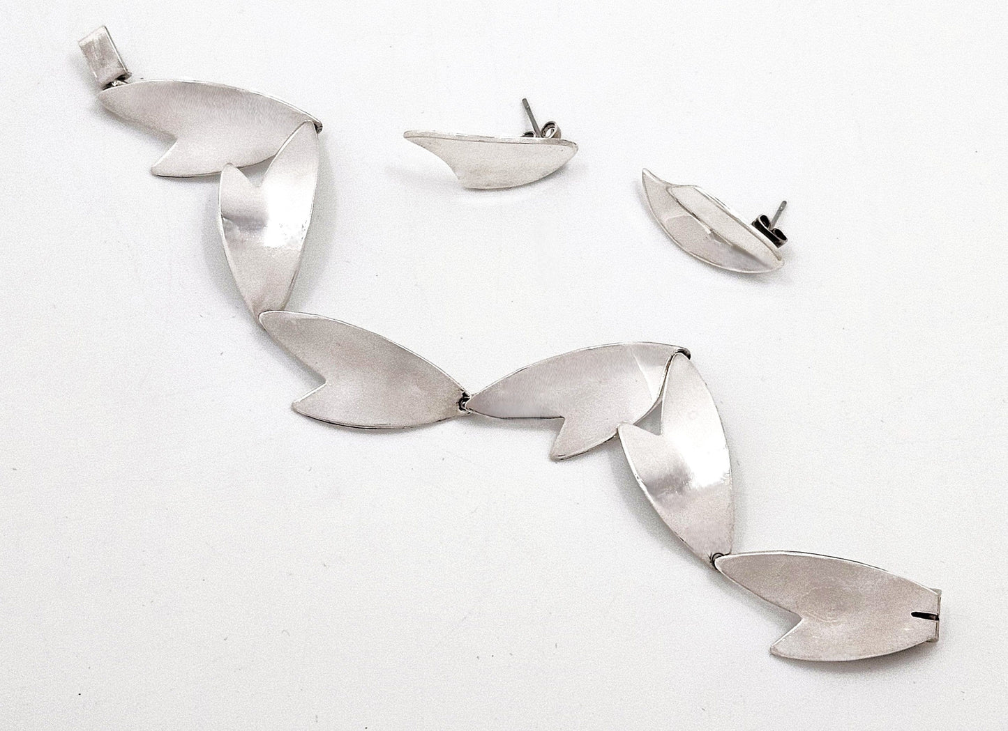 Arne Johansen Jewelry Arne Johansen + Brdr. Bj Denmark Modernist Sterling Bracelet Earrings Set 1960s