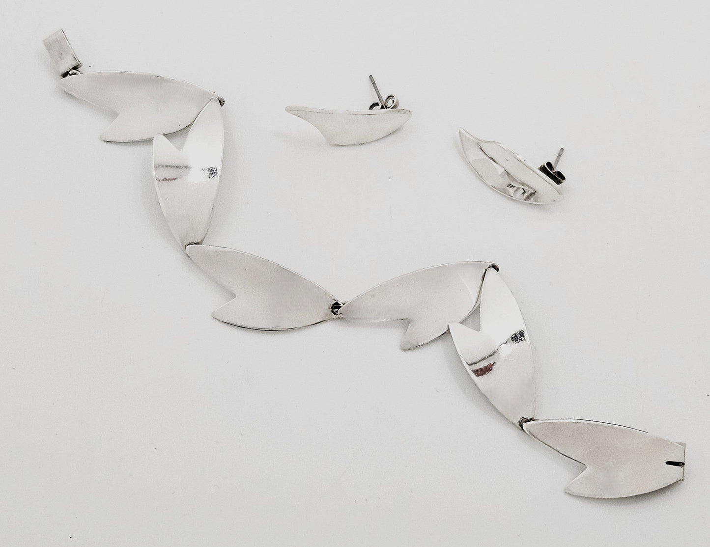 Arne Johansen Jewelry Arne Johansen + Brdr. Bj Denmark Modernist Sterling Bracelet Earrings Set 1960s