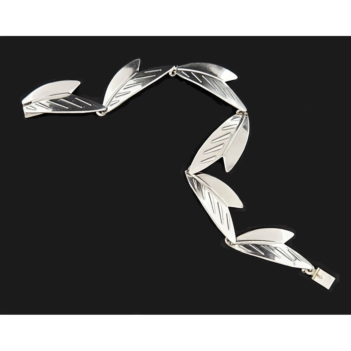 Arne Johansen Jewelry Arne Johansen Denmark Retro Modernist Sterling Silver Panel Link Bracelet 60s