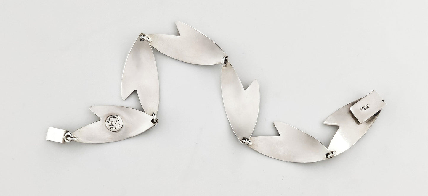 Arne Johansen Jewelry Arne Johansen Denmark Retro Modernist Sterling Silver Panel Link Bracelet 60s