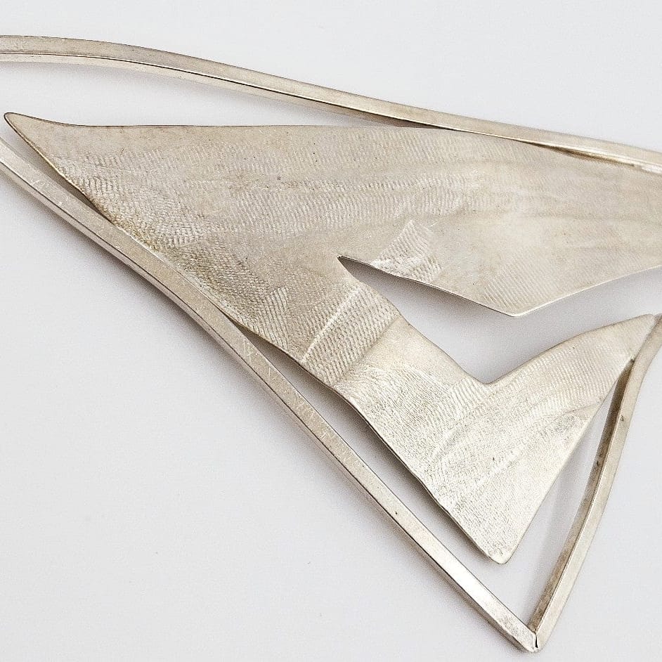 Artisan Abstract Sterling Brooch Jewelry Artisan Hand Forged Sterling Abstract Modernist HUGE 6" Statement Brooch