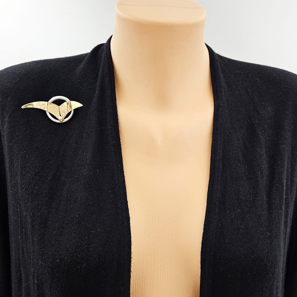 Artisan Brooch Jewelry Artisan Signed Sterling 14k Gold &amp; Pearl Modernist Bird Circle Brooch