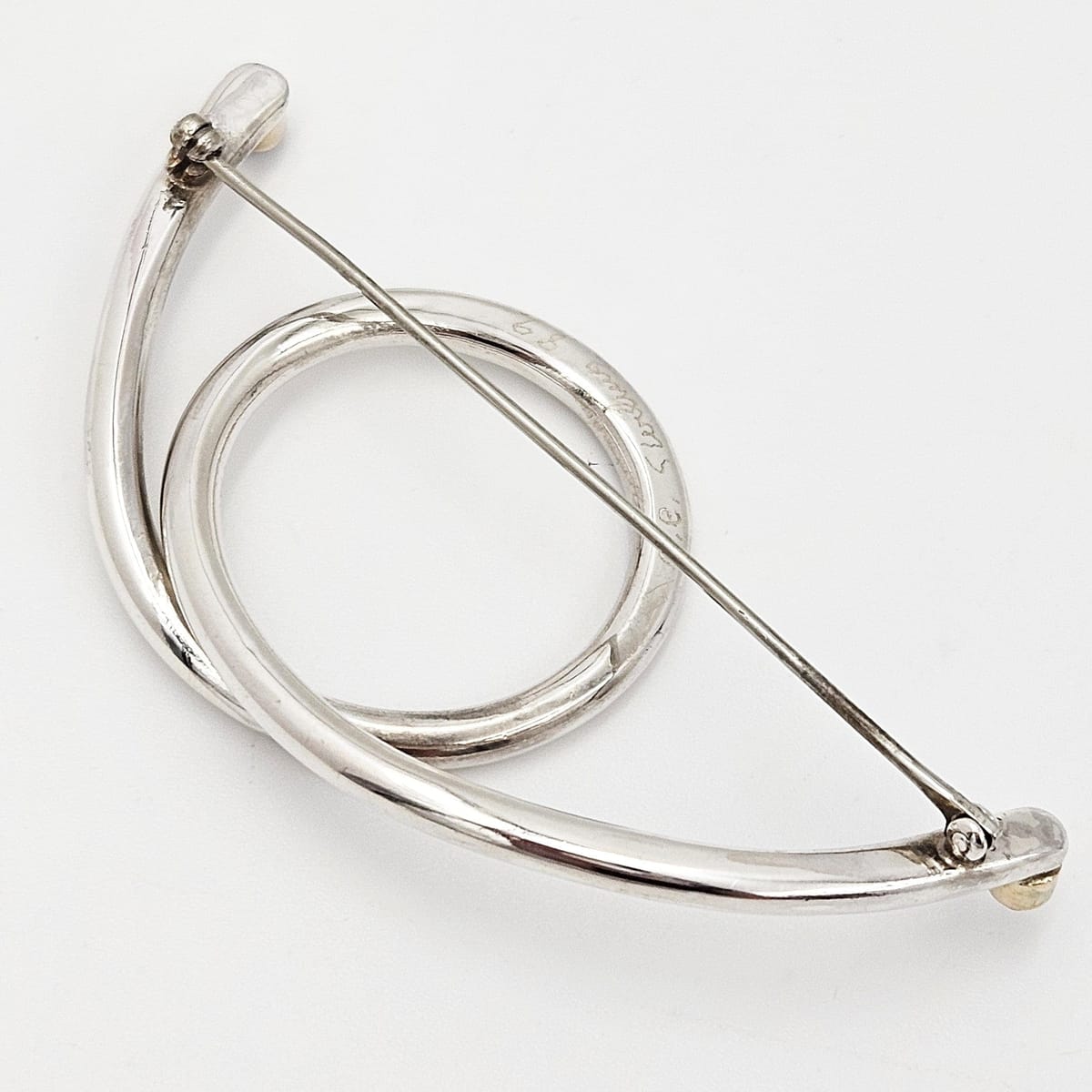Artisan Brooch Jewelry Artisan Signed Sterling Gold Semi Precious Stones XL Modernist Brooch