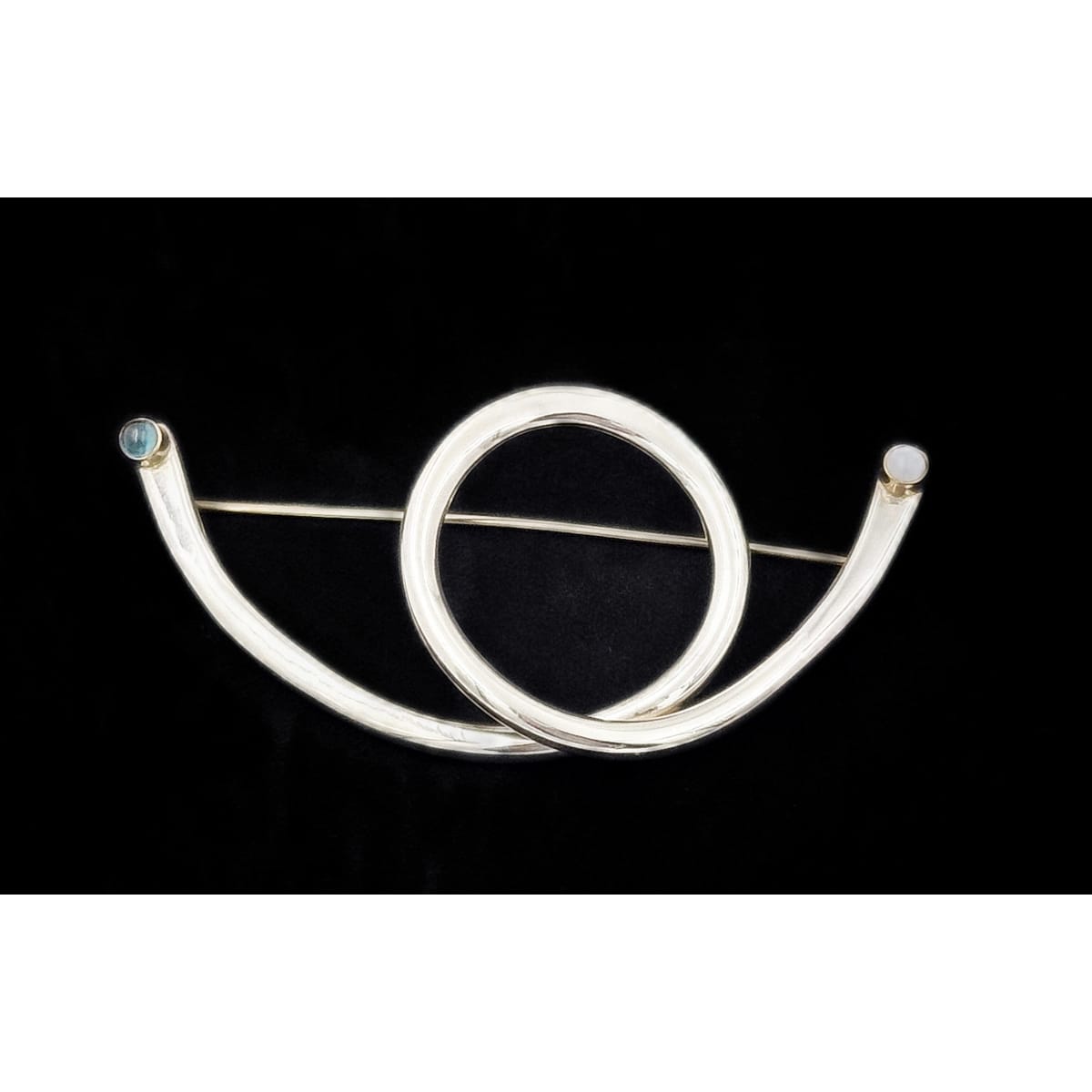 Artisan Brooch Jewelry Artisan Signed Sterling Gold Semi Precious Stones XL Modernist Brooch