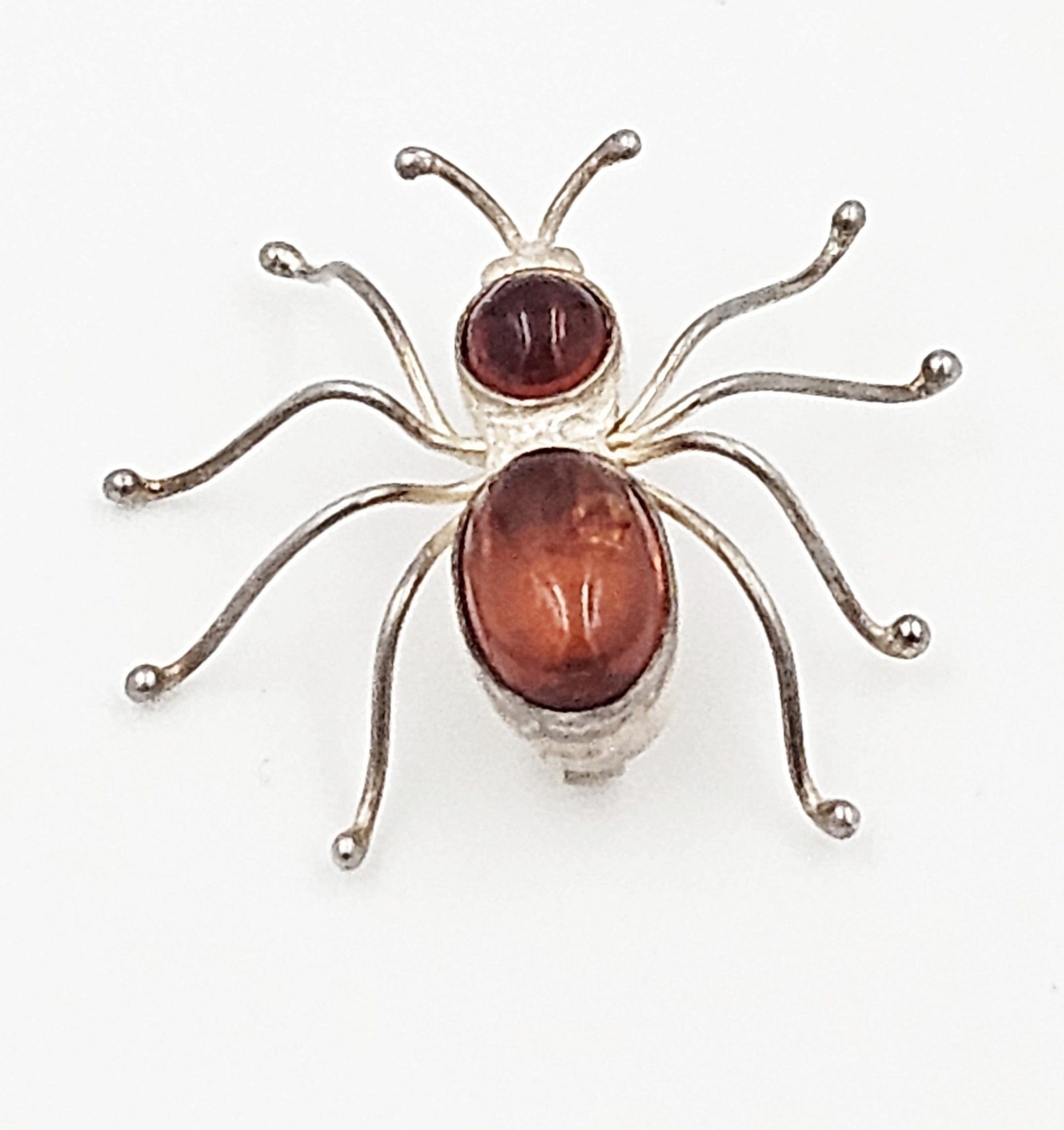 Artisan Brooch Jewelry Artisan Sterling Silver & Amber Spider Brooch