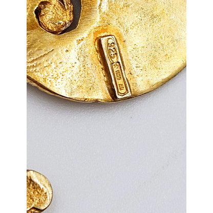 Artisan Brooch Jewelry Italian Artisan Gilt Sterling Large Abstract Modernist Brooch
