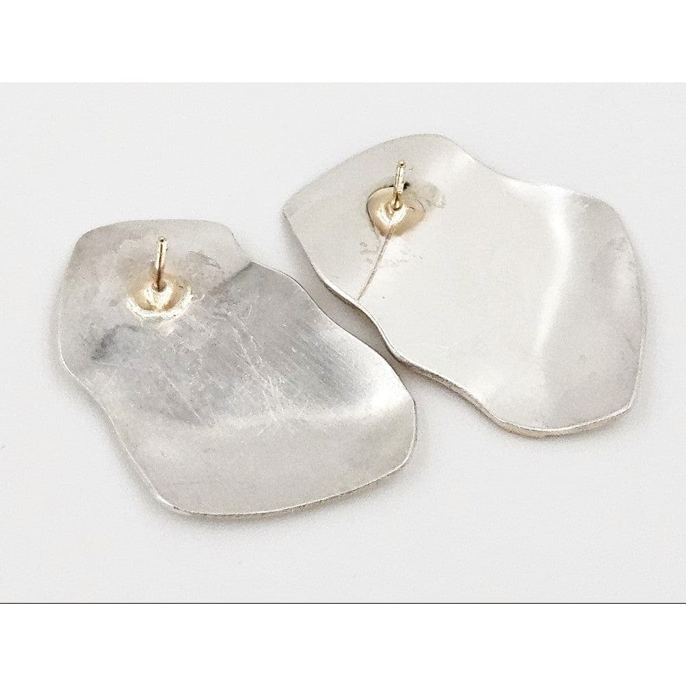 Artisan Earrings Jewelry Vintage Studio Artist Sterling + 14k Abstract Modernist Earrings