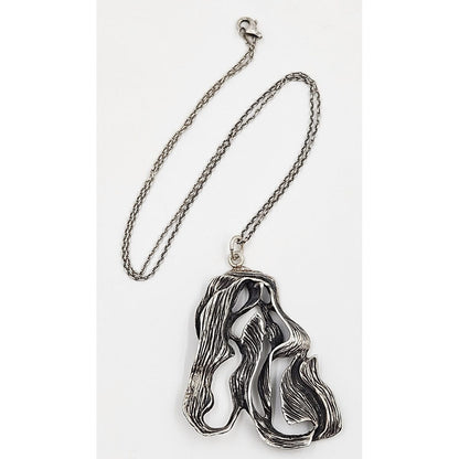 Vintage OOAK Designer Eneko Spain Sterling Abstract Modernist Pendant Necklace