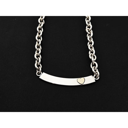 Artisan Signed Necklace Jewelry Artisan Signed Sterling &amp; 14K Gold Heavy Chain Choker Necklace