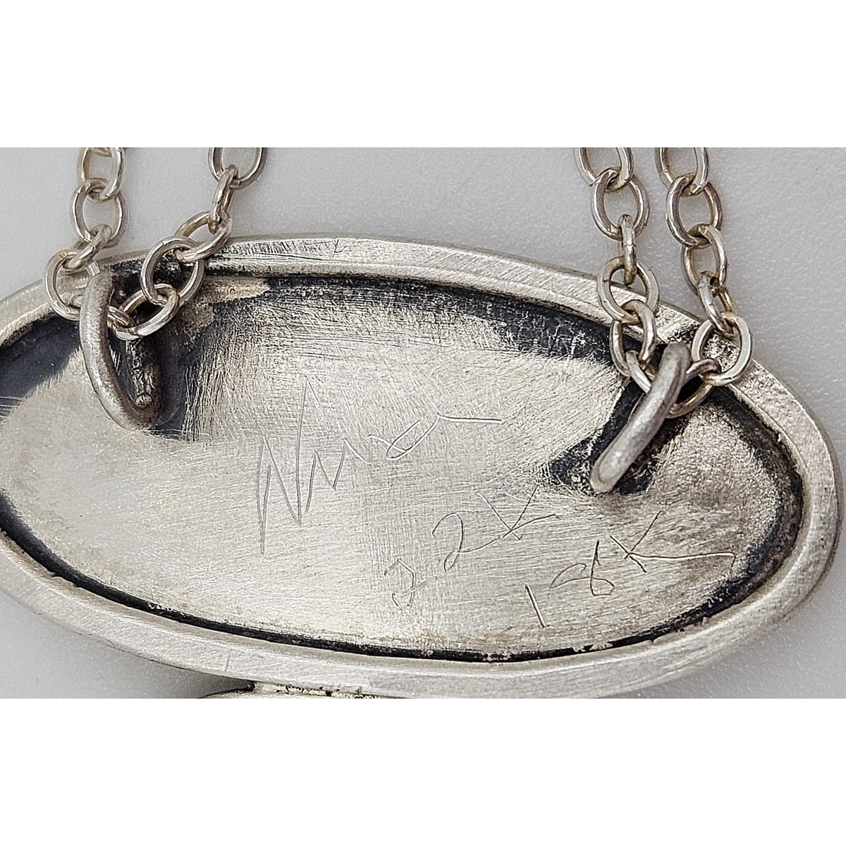 Artisan Signed Necklace Jewelry Sterling Silver &amp; 22K Yellow Gold Artist Signed Modernist Opal Pendant Necklace