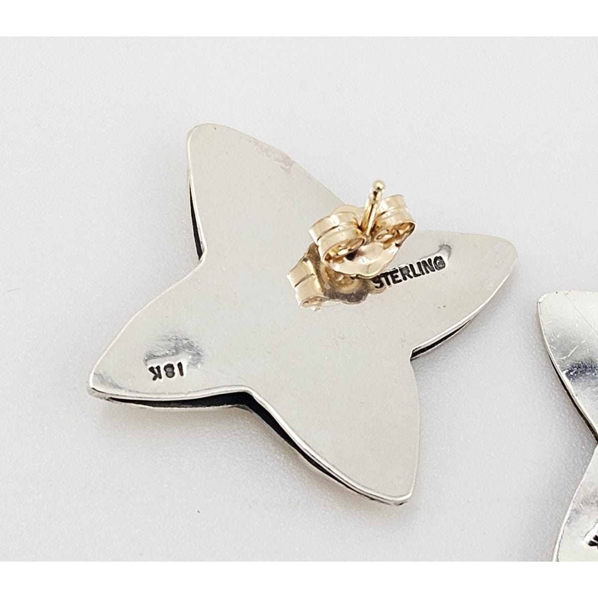 Artisan Sterling 18k Pearl Earrings Jewelry Artisan Made Sterling Silver - 18K Gold - Pearl Modernist Abstract 3D Earrings