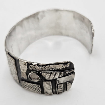 Artisan sterling silver abstract modernist Cuff Bracelet, view 5 of 10