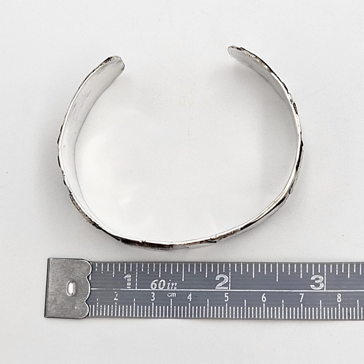 Artisan sterling silver abstract modernist Cuff Bracelet, view 10 of 10