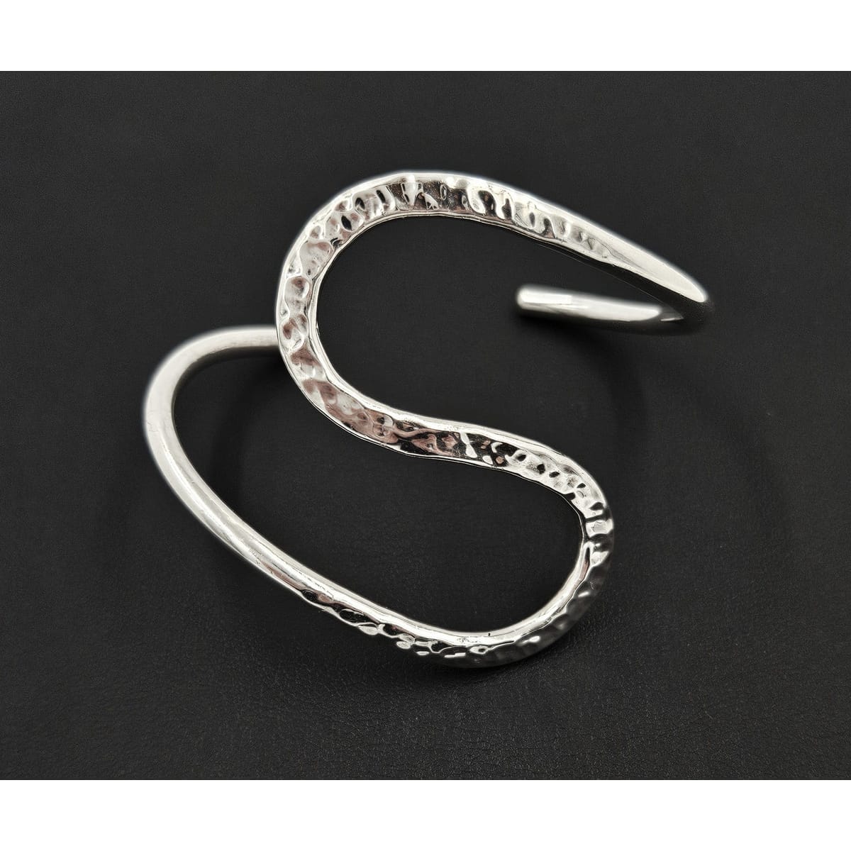 Artisan Sterling Bracelet Jewelry Solid Sterling Silver Abstract Modernist Hammered Cuff Bracelet