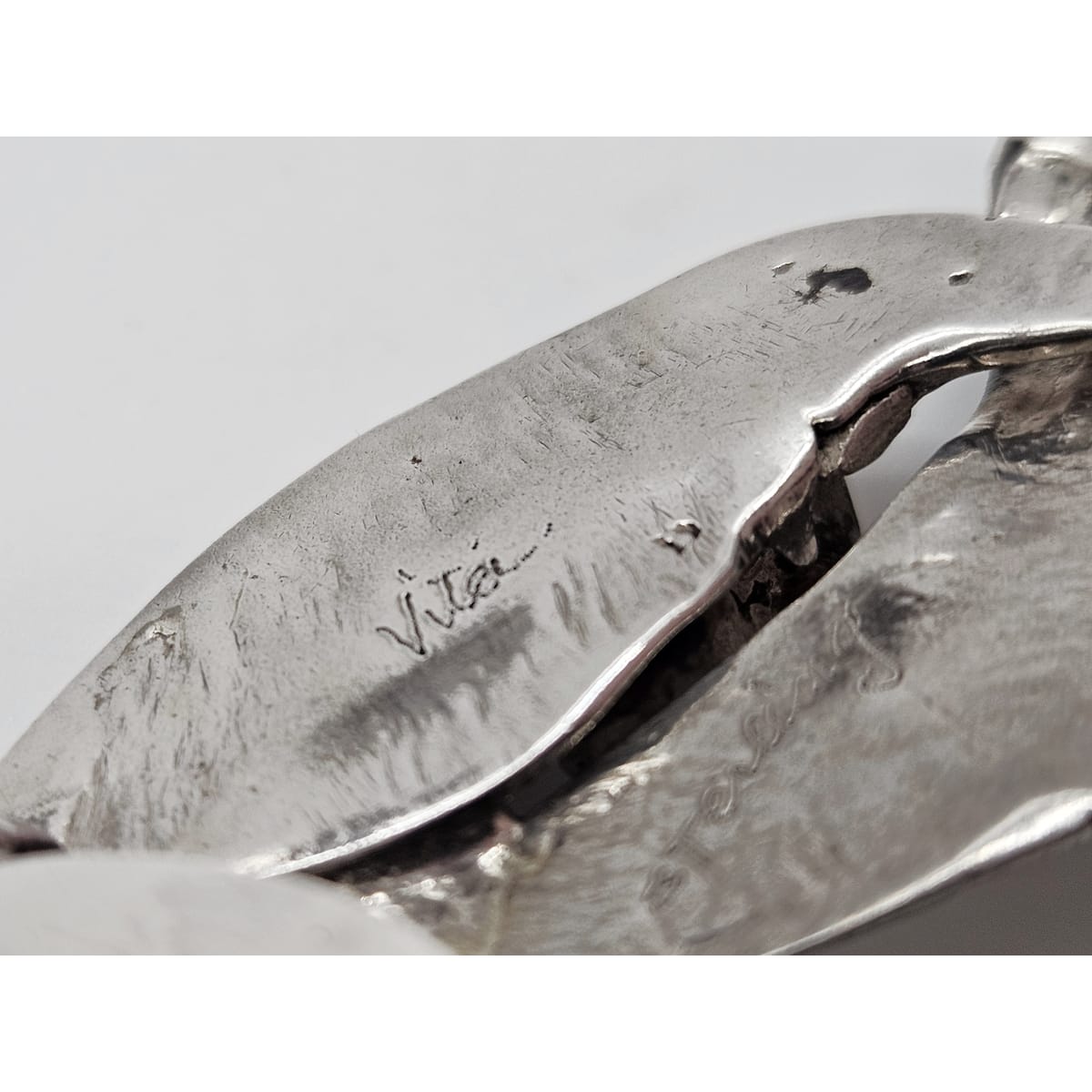 Hand Forged Alberta Vita Sterling Abstract Brutalist Statement Necklace 1990s