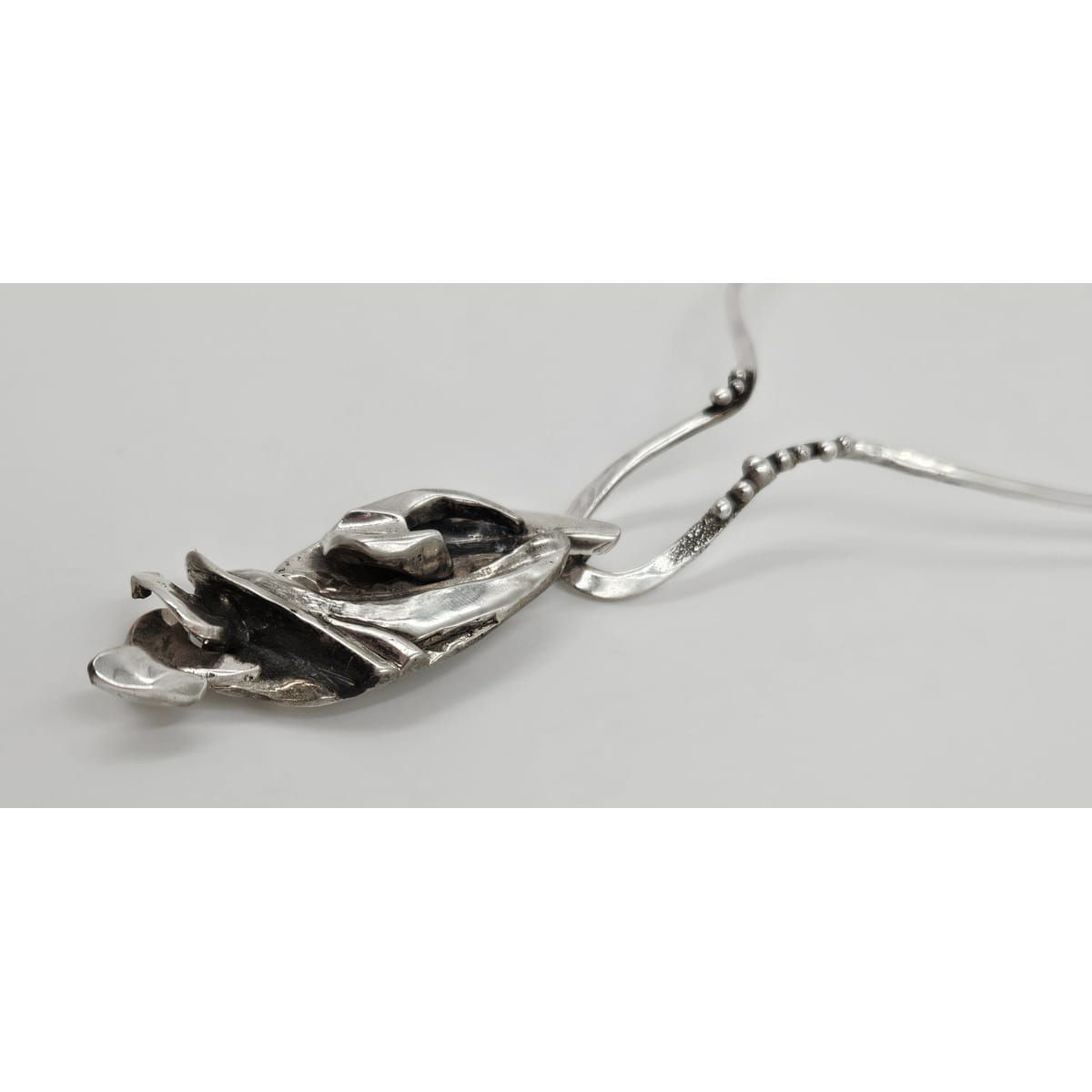 Hand Forged Alberta Vita Sterling Abstract Brutalist Statement Necklace 1990s
