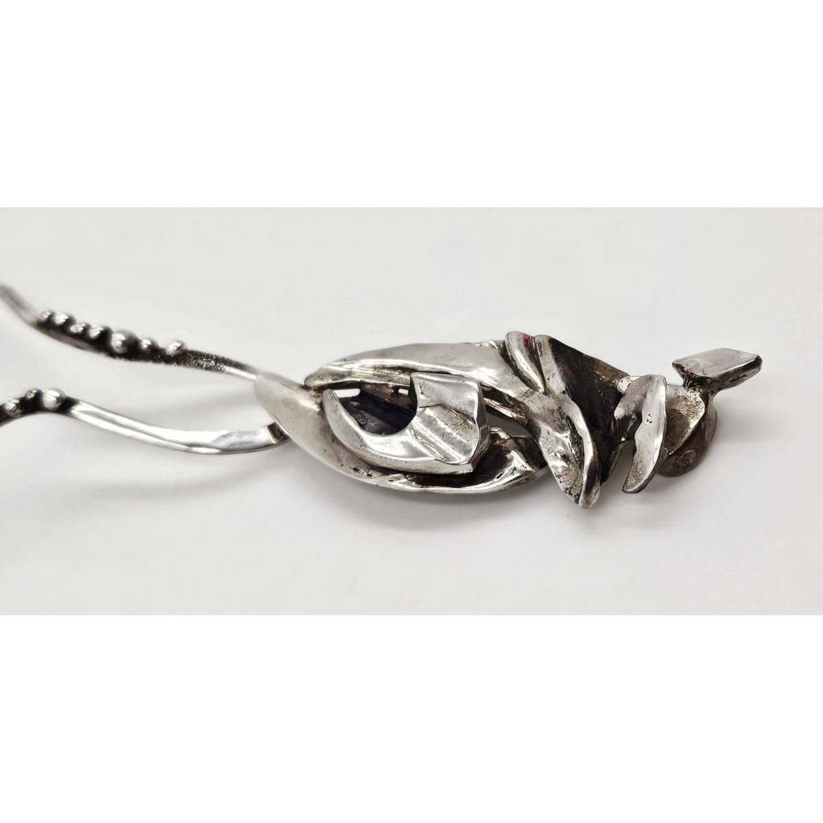Hand Forged Alberta Vita Sterling Abstract Brutalist Statement Necklace 1990s