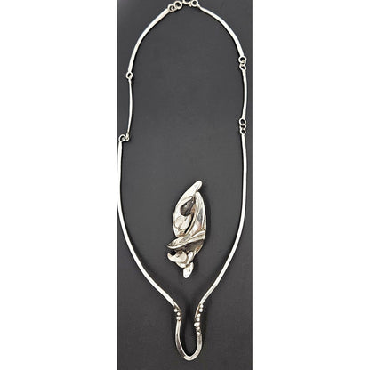 Hand Forged Alberta Vita Sterling Abstract Brutalist Statement Necklace 1990s
