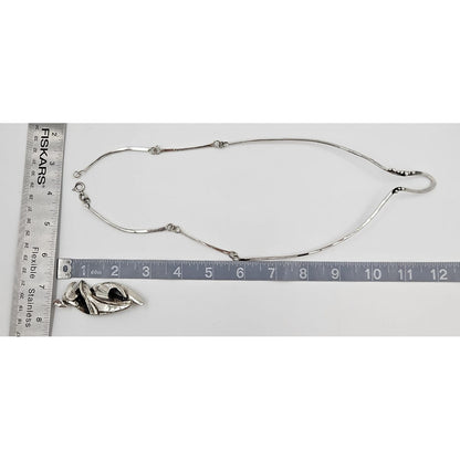 Hand Forged Alberta Vita Sterling Abstract Brutalist Statement Necklace 1990s