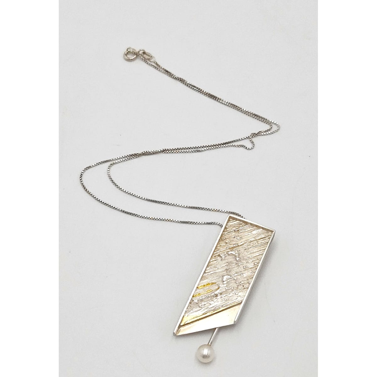 barbro-eriksdotter-gendell-sterling-gold-pearl-abstract-modernist-necklace-2009 image 8